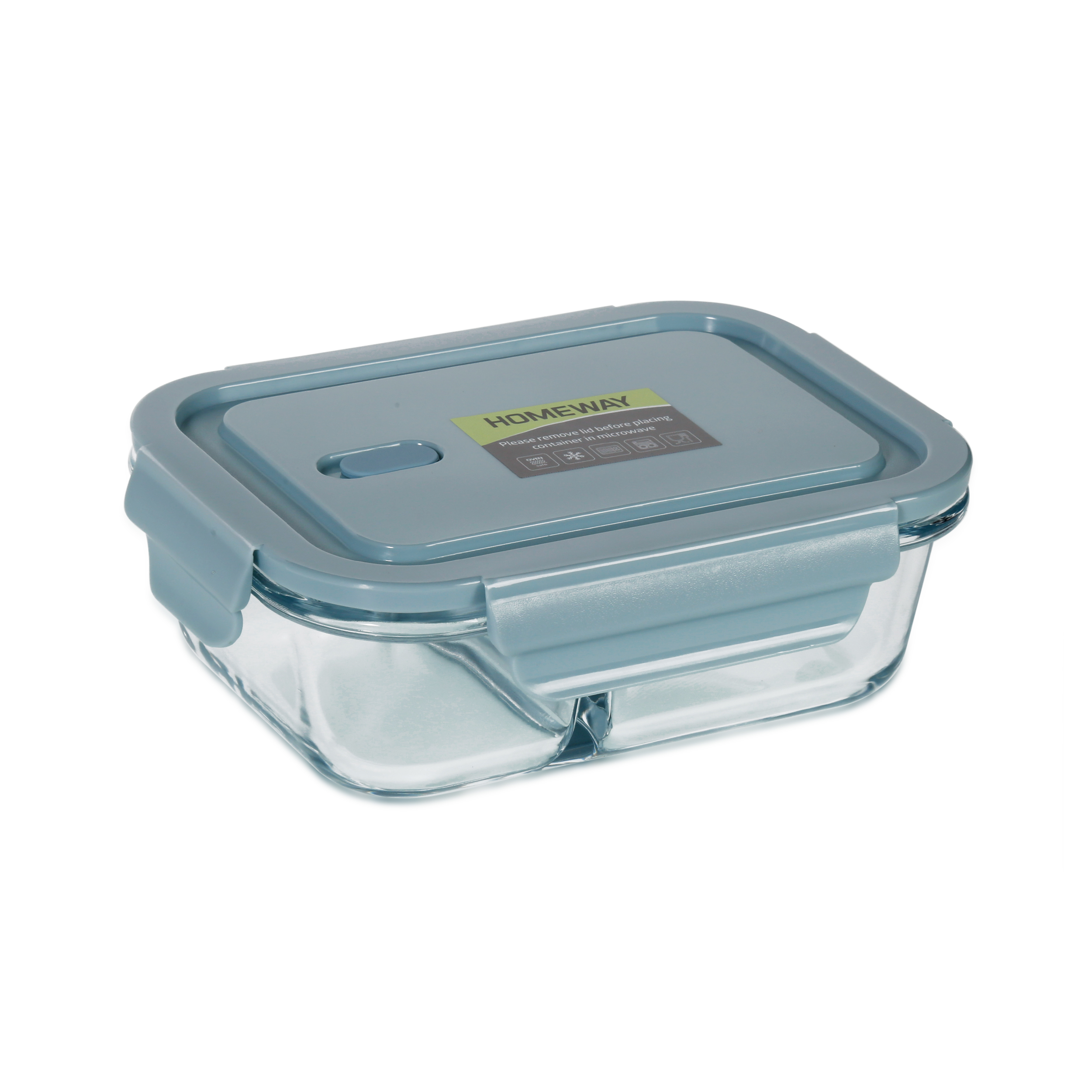 Homeway Rectangle Glass Container With 2 Compartments 1000Ml HW3720