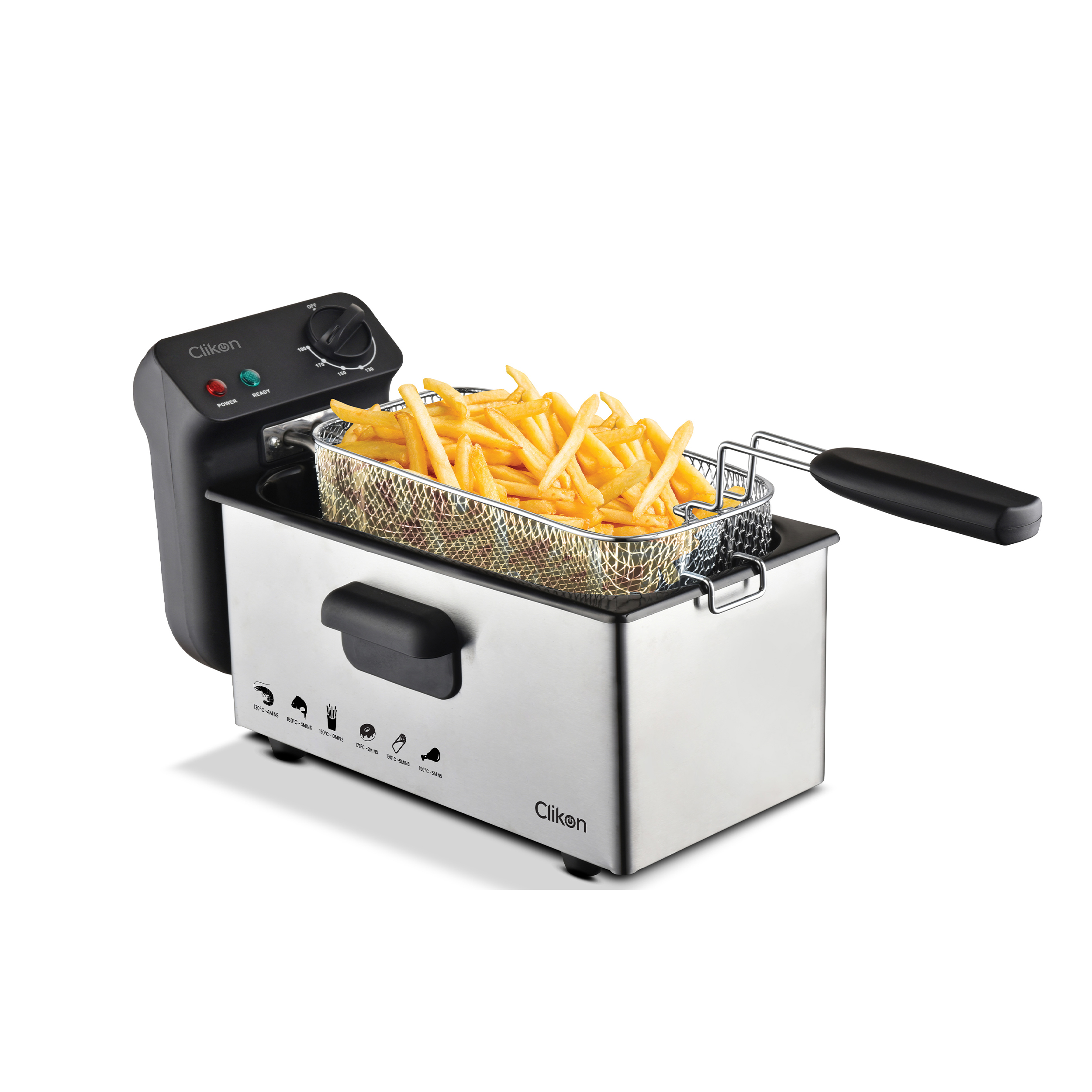 Clikon 3L Deep Fryer With Brushed Stainless Steel Housing-Ck358