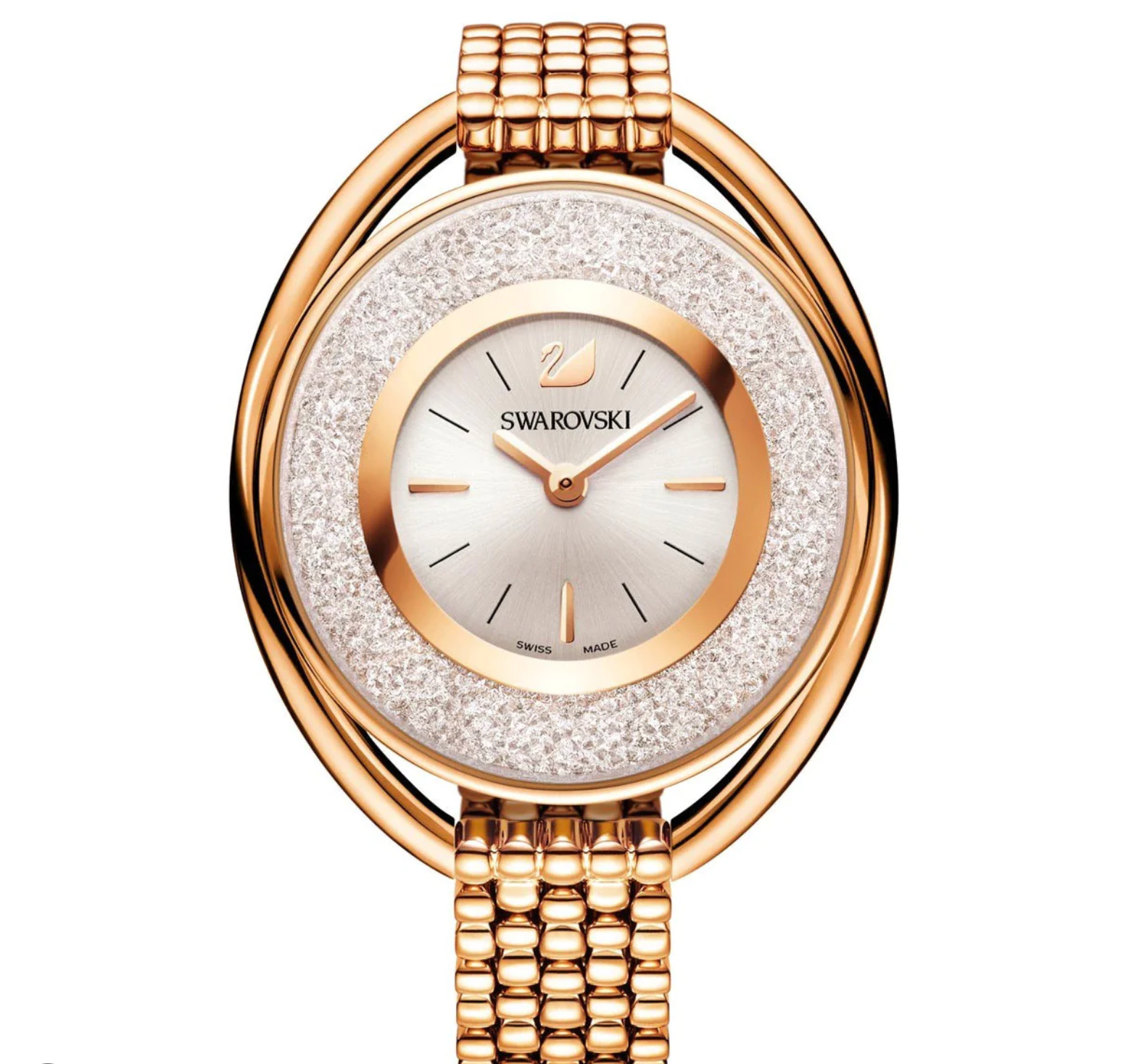 Swarvosky Crystalline Oval Bracelet Watch Rose Gold